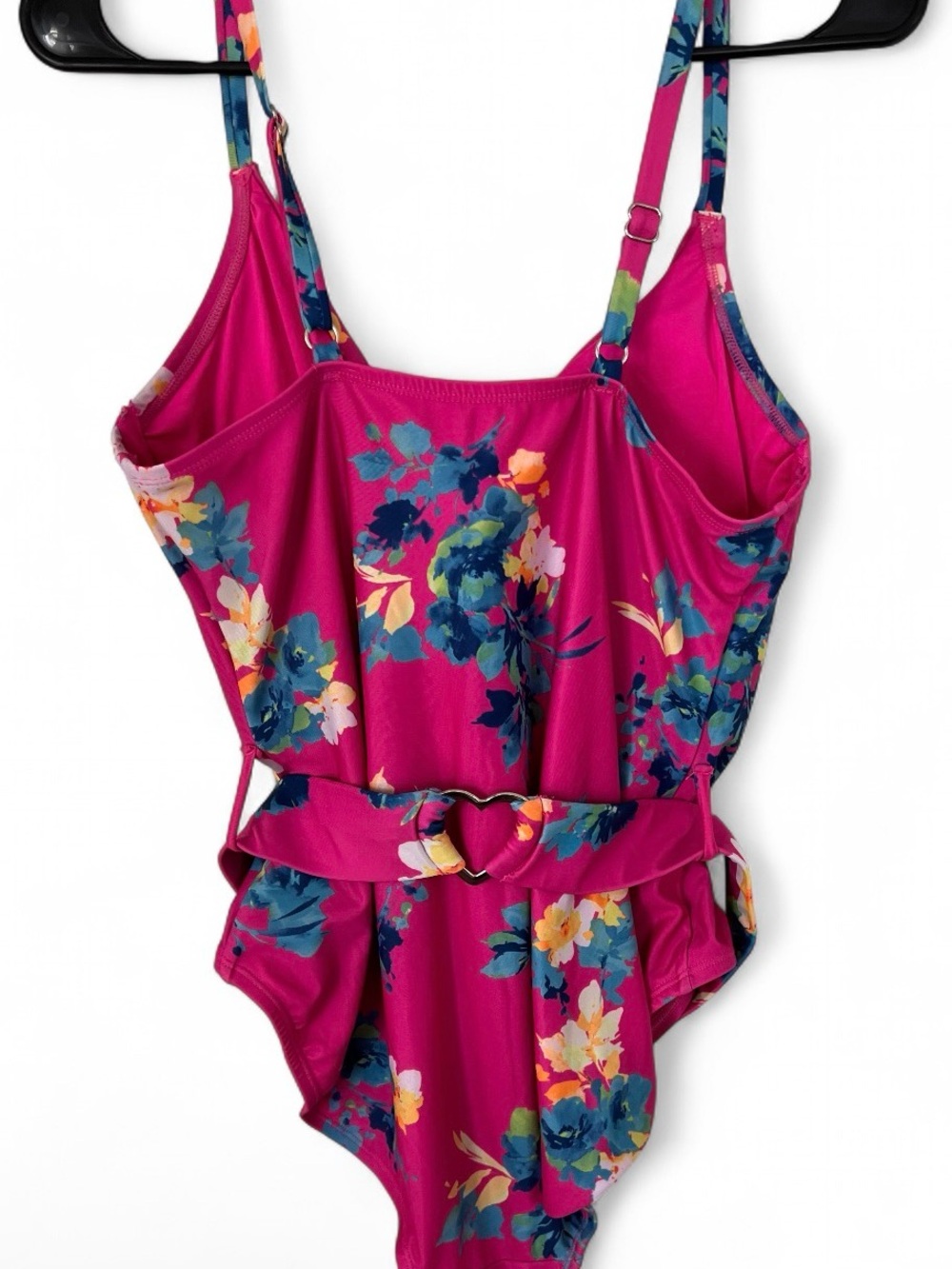 Bright Pink Floral Women’s 1X One-Piece Swimsuit - Picture 3 of 7